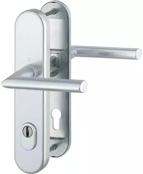 Hoppe Stockholm Dr&uuml;ckergarnitur auf Schild PZ88, mit Kernziehschutz, silber (3893318)