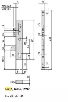 Cisa Elektro-Einsteckschloss mit Schwenkriegel, Sicherheit (458558)