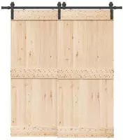 vidaXL Schiebet&uuml;rbeschlag-Set 200 cm Stahl Schwarz