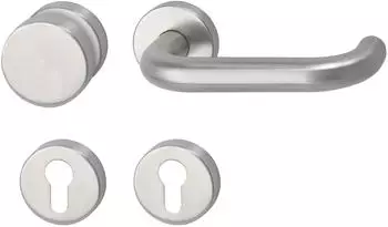 Marchesi Harmonie Dr&uuml;ckergarnitur U-Form + Knauf, Rosette PZ, links, Edelstahl matt (1401A-4101-2082S-2087PZ-207-LINKS)