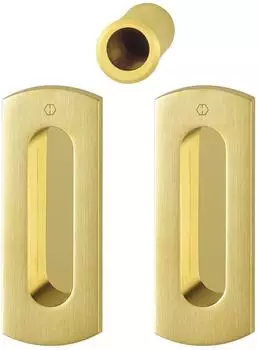 Hoppe Schiebet&uuml;rmuschel Set M463 Ecken abgerundet, Messing satiniert/poliert (3207867)