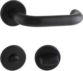 Hoppe Paris Dr&uuml;ckergarnitur auf Rosette WC, Edelstahl matt schwarz, TS37-42 (12163703)