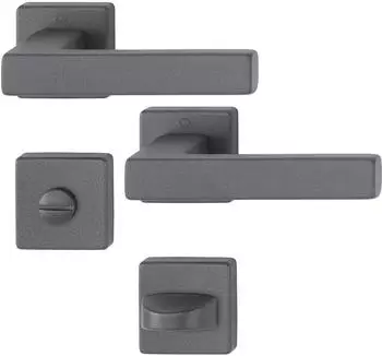 Hoppe Austin Dr&uuml;ckergarnitur WC Rosette eckig, Aluminium, sandschwarz (12255804)