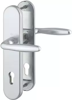 Hoppe VERONA SH-Dr&uuml;ckergarnitur auf Schild PZ88, SST, 42-47mm, silber (3903379)