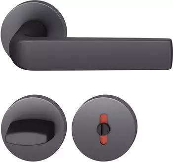 FSB Dr&uuml;ckergarnitur 12 1267 ASL auf Rosette WC DIN, Aluminium schwarz matt (12 1267)