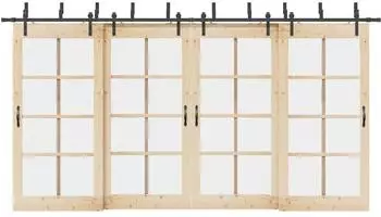 vidaXL Schiebet&uuml;rbeschlag-Set 427cm, Stahl, schwarz (3295740)