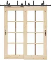 vidaXL Schiebet&uuml;rbeschlag-Set 200 cm Stahl Schwarz