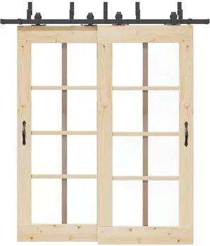 vidaXL Schiebet&uuml;rbeschlag-Set 200cm Stahl Schwarz (3295730)