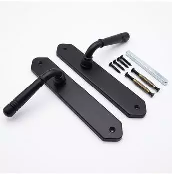 Relaxdays T&uuml;rgriff-Set Vintage Blindrosette, Metall, matt schwarz (23x13,5cm)