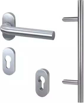 Basi Sto&szlig;griff-Komplettset Haust&uuml;r Stangenform, Edelstahl (7000-SGS6)