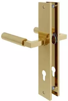 MS Beschl&auml;ge L&uuml;beck Langschildgarnitur Messing-Optik, Profilzylinder, 245x45mm