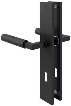 MS Beschläge Baustil Langschildgarnitur Türdrücker schwarz matt, Buntbart (8714186555095)