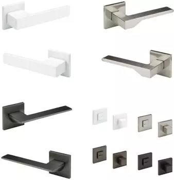 HEXIM T&uuml;rgarnitur Rosetten WC/Bad, Aluminium matt, wei&szlig; (Q01)