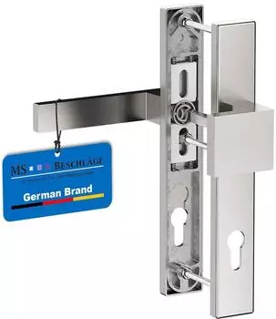 MS Beschl&auml;ge Schmalrahmengarnitur Edelstahl-Optik, Langschild 248x37mm, PZ, Kn/Dr, 92mm (11-02-99-112-HAN)