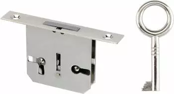 Magni M&ouml;bel-Riegelkastenschloss 0668 25mm mit Stulp, Messing vernickelt (0668)
