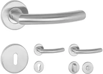 HERMAT Basic 04 Drückergarnitur mit Rosetten BB Edelstahl matt (1804/2073)
