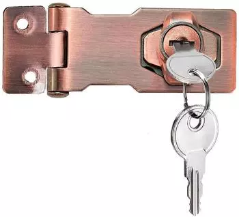LuxusKollektion T&uuml;rschloss-Haspe mit Schl&uuml;ssel, 90&deg; Drehknauf, rotbronze, 3 Zoll