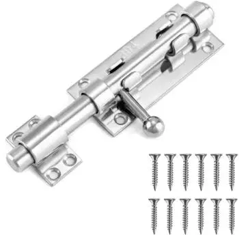 LuxusKollektion T&uuml;rriegel Edelstahl 304, 16cm, 12mm Bolzen, mit Vorh&auml;ngeschlossloch