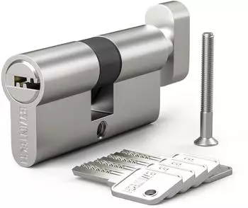 LuxusKollektion Euro-Schlie&szlig;zylinder mit Drehknauf 30/30mm Satin Nickel, Anti-Pick/Bohr/Snap