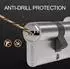 LuxusKollektion Euro-Schließzylinder mit Drehknauf 30/30mm Satin Nickel, Anti-Pick/Bohr/Snap
