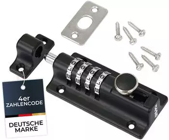 HMF Riegelschloss T&uuml;rriegel 4-stelliger Zahlencode, Zinklegierung, schwarz (3591-02)