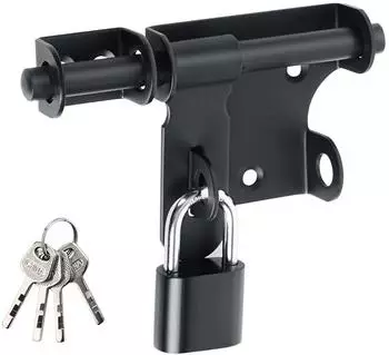 LuxusKollektion Bolzenriegel mit Vorh&auml;ngeschloss, Edelstahl, schwarz, 120mm