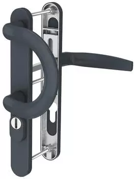 MS Beschl&auml;ge Schmalrahmen-Langschildgarnitur PZ Wechselgarnitur anthrazit 92mm, B&uuml;gelgriff/Dr&uuml;cker, 87-102mm