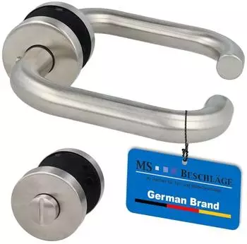 MS Beschl&auml;ge Rosettengarnitur U-Form T&uuml;rdr&uuml;cker Edelstahl matt geb&uuml;rstet BB/PZ/WC (DG.217)