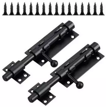 LuxusKollektion Bolzenriegel 160mm Edelstahl schwarz mit Vorh&auml;ngeschlossloch (2 St&uuml;ck)