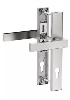 MS Beschl&auml;ge Schmalrahmengarnitur Edelstahl-Optik PZ Langschild 92mm, 248x37mm, Dr/Dr, TS 71-86mm (11-01-99-128-HAN)