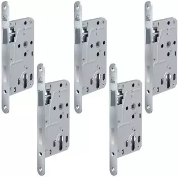 Basi ES 928 PZW Einsteckschloss Zimmert&uuml;r Rundstulp Edelstahl 55mm 5er-Set (5X9280-5510)