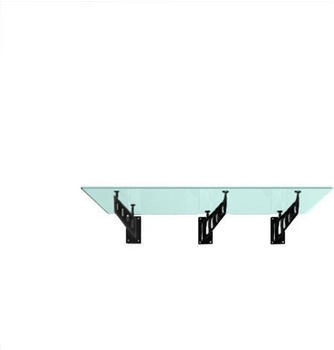 Glaszentrum Hagen TYP-FR-S3 200x90 Glasvordach VSG inkl Halter Schwarz/Matt - Milchglas