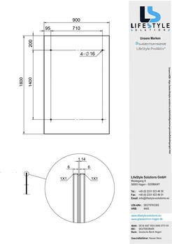 Glaszentrum Hagen Typ/LBK 180x90 Glasvordach VSG inkl Halter Schwarz/Matt - Klarglas