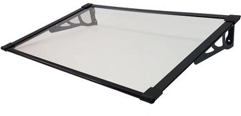 Baumarktplus Vordach 120 x 80 cm schwarz Haust&uuml;rdach Haust&uuml;r Pultvordach Kunststoff Alu
