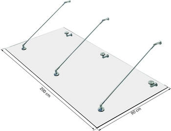 HomCom Vordach VSG 304 Edelstahl Klarglas 200x90cm