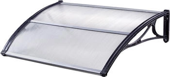 Baumarktplus Haust&uuml;rvordach 120 x 75 cm Hohlkammerplatte Aluabschlussleiste schwarz