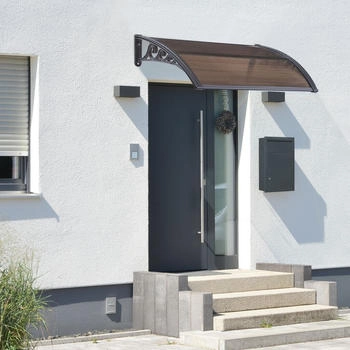 en.casa Vordach Mellerud Polycarbonat 100 x 60 cm Schwarz/Braun
