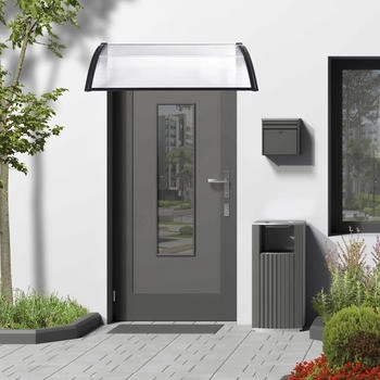 en.casa Vordach Mellerud Polycarbonat 100 x 60 cm Schwarz/Transparent