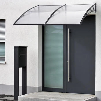 en.casa Vordach Mellerud Polycarbonat 300 x 100 cm Schwarz/Transparent