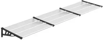 vidaXL Türvordach Schwarz und Transparent Polycarbonat (153688)
