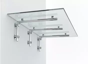 Glaszentrum Hagen Glasvordach Typ-L Klarglas VSG 230x90cm mit Edelstahlhalter