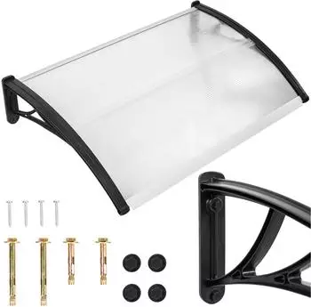 Zolta Gew&ouml;lbtes Vordach Polycarbonat/Aluminium transparent UV-Schutz 150x100cm (GoGarden)