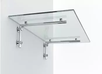 Glaszentrum Hagen Glasvordach Typ L Klarglas VSG mit Edelstahlhalter 200x90cm