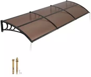 VEVOR T&uuml;rvordach 96,5x297,5cm Polycarbonat mit Ablauf, Braun (CZPC40X120B-C)