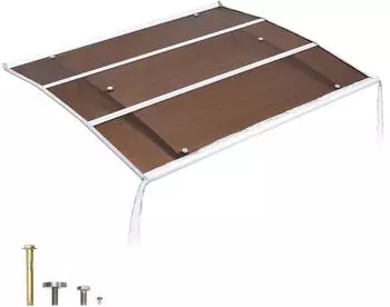 VEVOR Vordach 120x100cm Polycarbonat mit Entw&auml;sserung, Braun (TH40X48B-C)