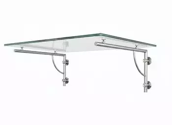 Glaszentrum Hagen Glasvordach Typ B 180x90cm VSG-Klarglas mit Edelstahlhalter (GH-180-B)