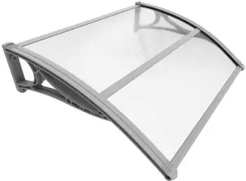 Vounot Vordach Polycarbonat Transparent Grau 100x80cm (6631072825367)