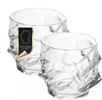 Intirilife Sculptured Old Fashioned Whisky Tumbler Glas, Kristall (IL-100145-2)