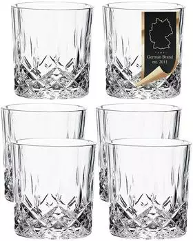 Intirilife Classic Whiskeygl&auml;ser-Set 6er Pack, Kristallglas 200ml (IL-100597)