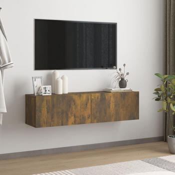 vidaXL Oak smoke Plywood TV wall 120x30x30cm